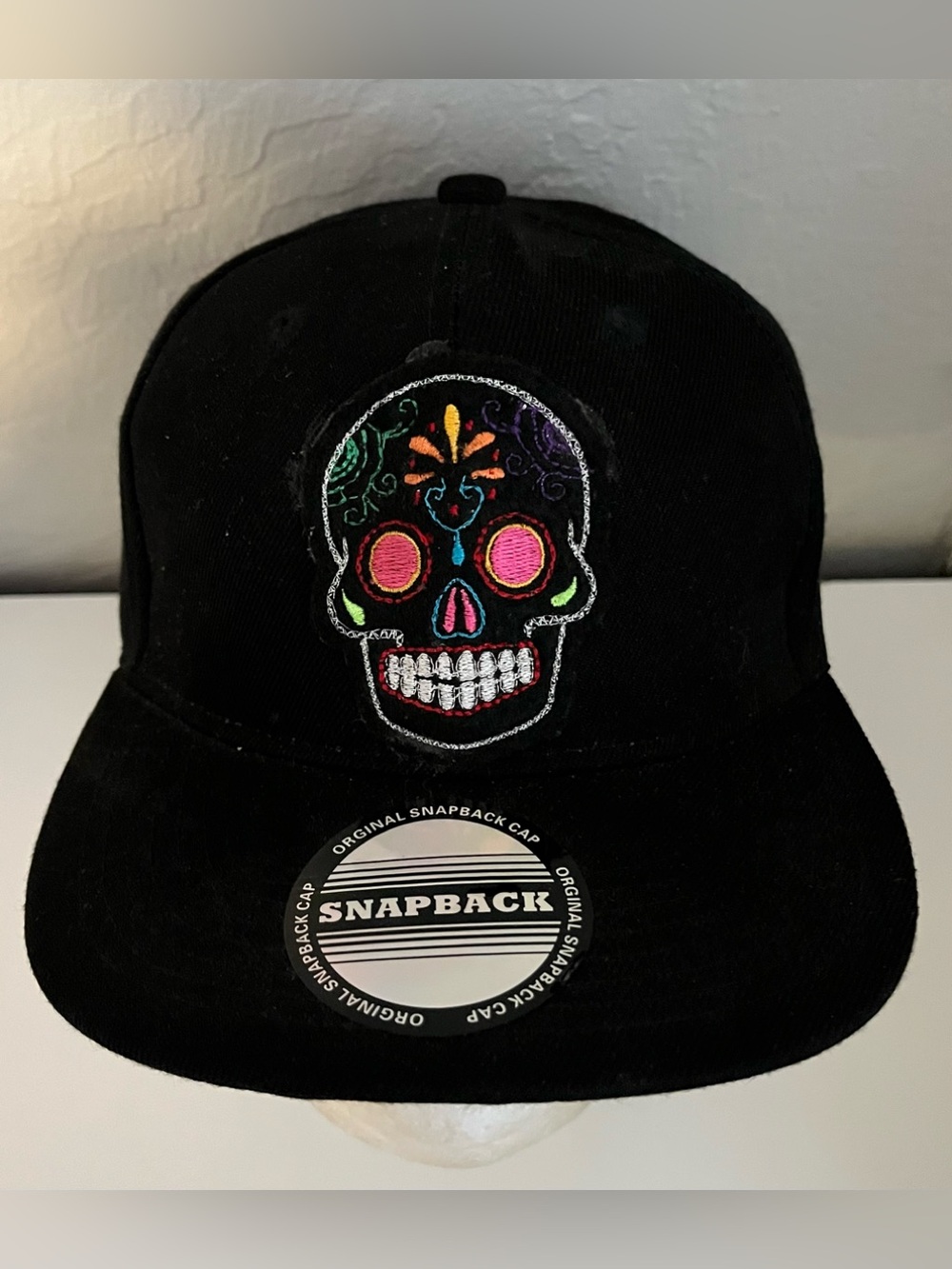 Original SNAPBACK Cap Day Of The Dead Sugar Skull Halloween Black Baseball Hat
